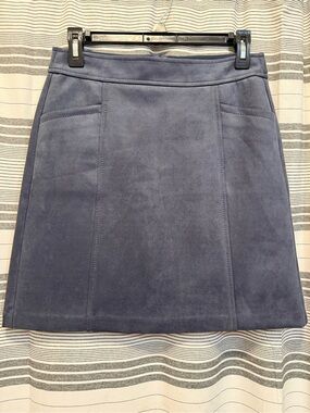LOFT Faux Suede A-Line Mini Skirt Slate Blue Size 0